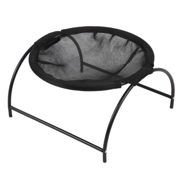 Cat Hammock Bed Stainless Steel Canvas Removable Elevated Small Dog Pet Hammock Bed for Indoor Outdoor Black