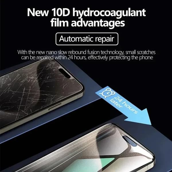 Flexible Front Screen Protector for iPhone 16 Pro Max, 3D Hydrogel Film Transparent TPU Touch Sensitive Fingerprint Unlock, High-Definition Screen