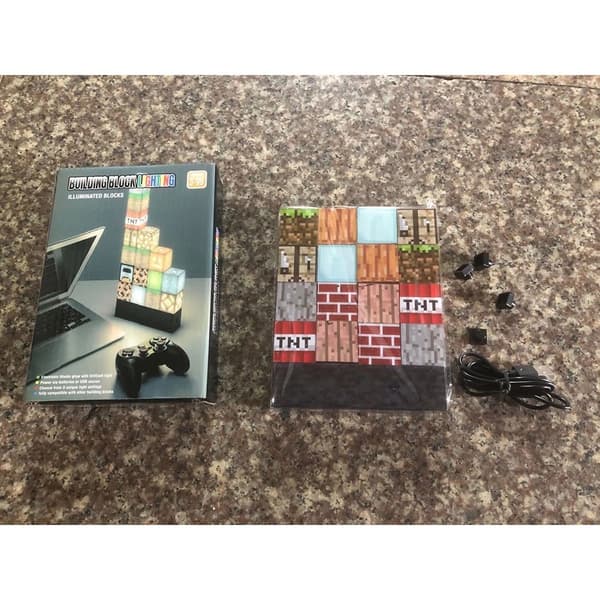 Minecraft LED Skrivebordsdekorasjon Lys DIY Kreativ