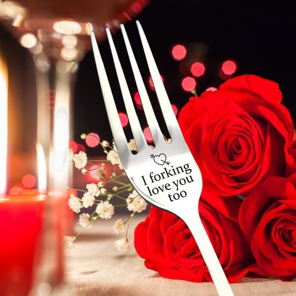 Personalized Engraved Stainless Steel Fork and Spoon Forking Love You Funny Gift