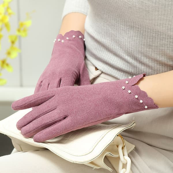Vintertynde termiske handsker til kvinder, kolde og vindtætte [DB] Beige Color+Black
