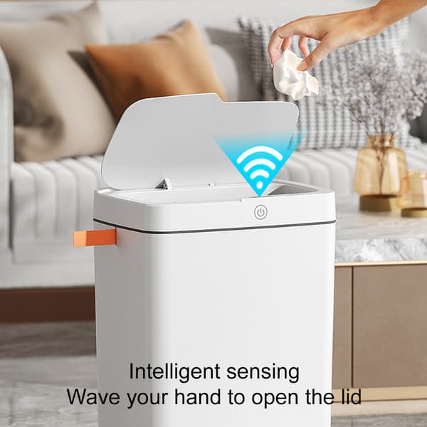 Automatic Trash Can with Lid, Rechargeable Battery Smart Sensor Trash Can, USB Charging Compact and Slim Design for Bathroom Kitchen Bedroom, Large