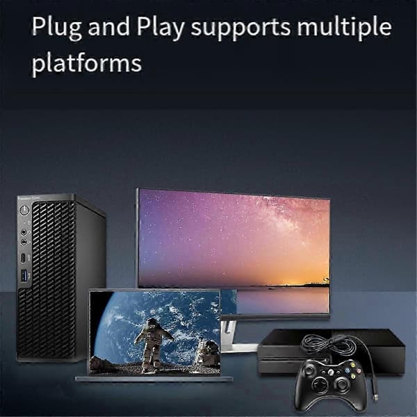 USB Kablet Spilcontroller Joypad Gamepad med Hovedtelefonstik til Spilsystem PC/Xbox360 B