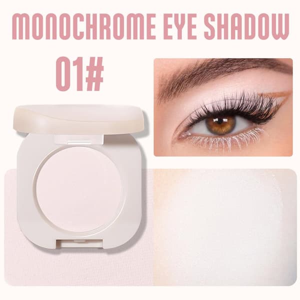 Pressed Single Eyeshadow, Highly Pigmented Matte White Shade, Vegan Waterproof Pressed Powder for Base & Highlighting 01#Matte White