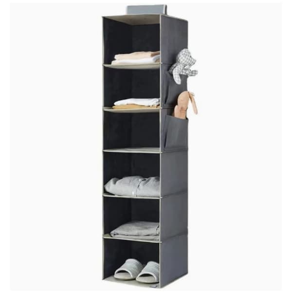 Hanging Wardrobe Organizer with Foldable Design, 6 Shelves with High Load Capacity and Space-Saving Layout, Premium Water-Repellent Fabric Various