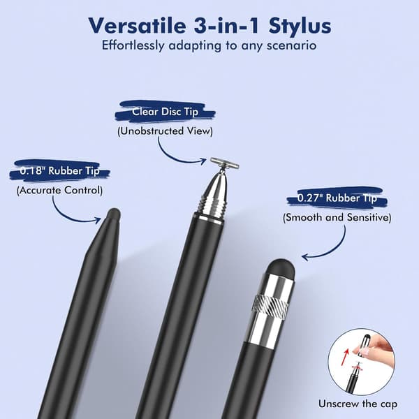 Stylus Pens for Touch Screens 3 in 1 Stylus Pen High Sensitivity & Universal Stylus Pen for iPad iPhone Android Samsung