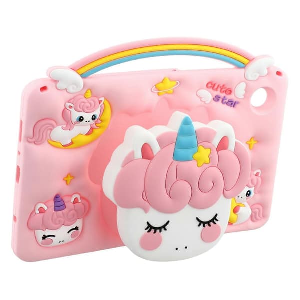 For Samsung Galaxy Tab A9 Case Handle Unicorn Extendable Stand Silicone Tablet Case