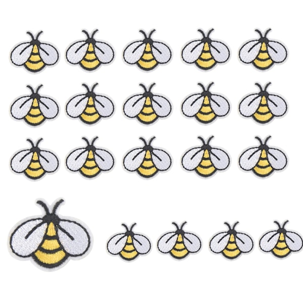 20 st Bee-sy-sömnadslappar Broderade Applikationer Stryk-på-lappar Sy-på Dekoration för Väskor Kläder J