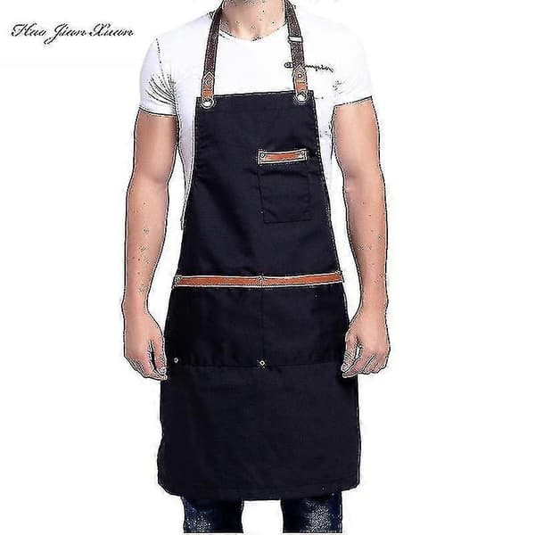 Unisex Arbeidsforkle Canvas Forkle Bib Justerbart Kjøkkenforkle style 1