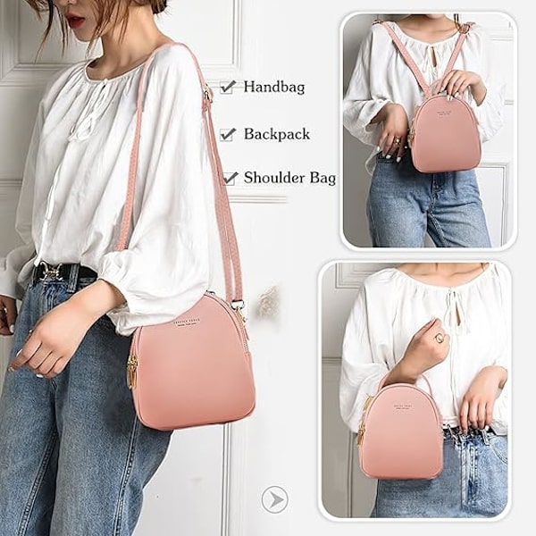 Mini Ryggsäck Dam Mode Handväska Flicka Vattentät Cross-body Väska med Hörlurs Hål Damer Läder Dagryggsäck Dating Resa Blue