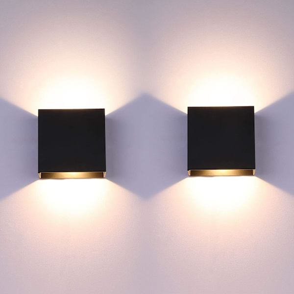 2 stk. LED væglampe indendørs op og ned væglampe vægvaskerlys moderne væglampe belysning sort 7W aluminium