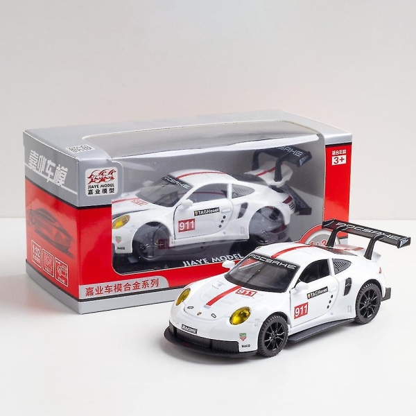 Porsche 911 -urheiluautomalli kevyellä avattavalla ovella, musiikkisimulaatioauto White