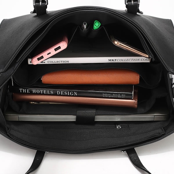 Laptoptaske til kvinder Vandtæt letvægts læder 15,6 tommer Puter stoftaske Business Office Briefcase Large