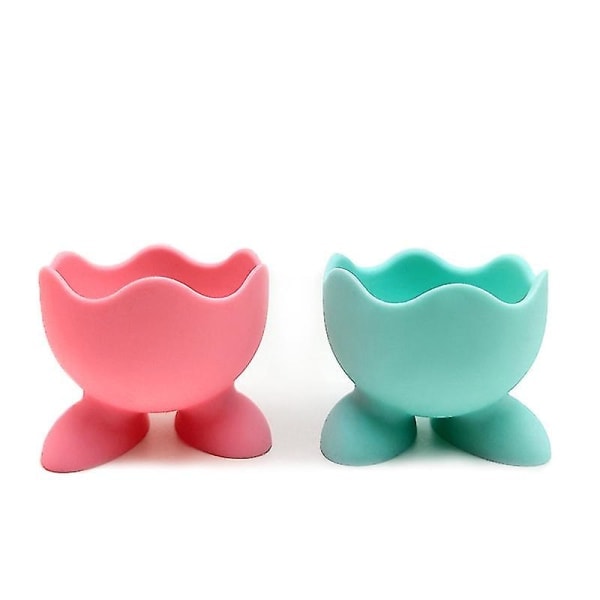 Silikon Eggkoppsett, Eggkopp til Frokost, Lunsj eller Middag. Kjøkken Kokt Egg Holder (4 stk. Rosa+grønn+lilla+oransje