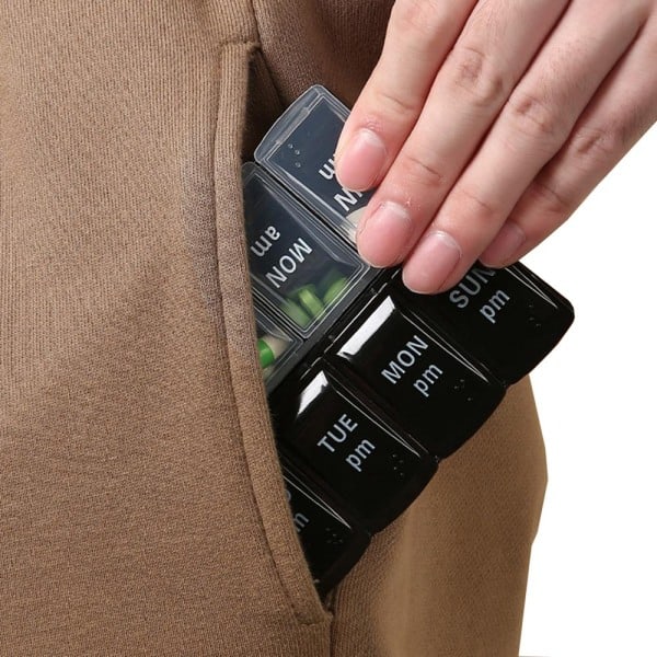 Praktisk holdbar Dosett medicinsk tablet etui sort Svart