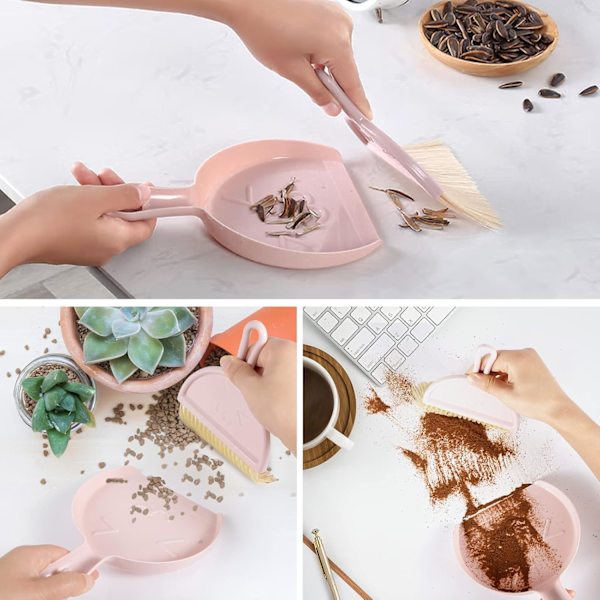Mini støvbørste og fejebakke, kost og fejebakkesæt, bærbar rengøringsbørste og fejebakkekombination, perfekt til støv, snavs og krummer, ideel til de fleste hårde overflader