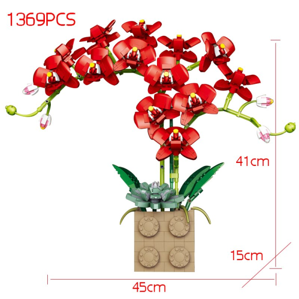 Moc Bouquet Orchid blokk blomst Sukkulenter Byggeklosser i potter EGNET for 10311 Romantisk sett Montering Byggeleke jentegave uten eske4 without box4