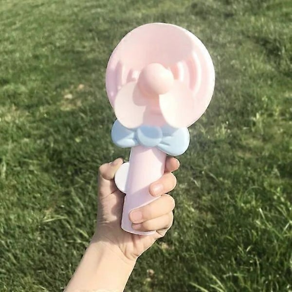 Handdrivna Fläktar Lolipop Fläkt Tecknad Handhållen Sommarfläkt Handpressad Manuell Mini Portabel Liten Handkylningsfläkt för Barn Vuxna Hem Utomhus Pink L