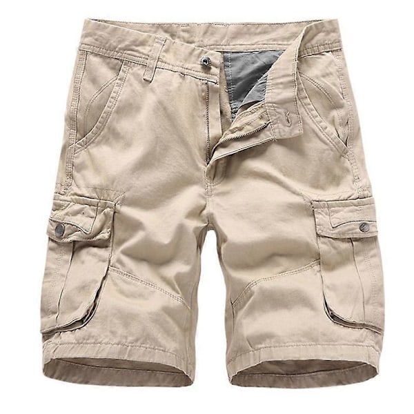 Herr Sommar Utomhus Rak Tactical Shorts Combat Dragkedja Botten Cargo Halvbyxor Khaki 30