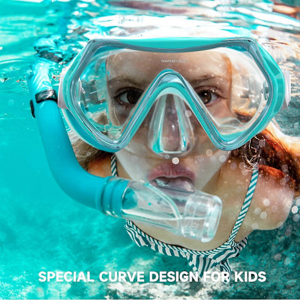 Findway 5-16 Dykke- og snorkelmaske for barn med nesedeksel, antidugg/UV-beskyttelse, 180 videovision svømmebriller for gutter og jenter Blue