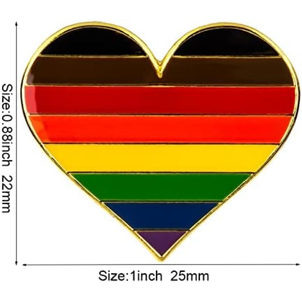 5-pack Bisexuell stolthet hjärtformad knappnålsbrosch pins flagga badge brosch märken Pack 5 Rainbow
