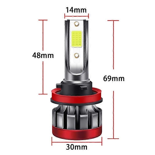 H8/H11 LED Blå Strålkastare 60W 6000LM 8000K, 360 Justerbar Dimljus Halogen Ersättningskonverteringskit