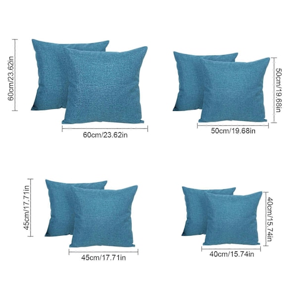 Putevar i lin-look for hjemmet, dekorative, til sofa, soverom, bil, med glidelås Blue 60*60cm