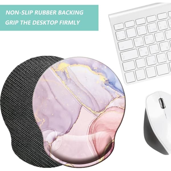 Musematte med håndleddsstøtte, ergonomisk musematte med minneskum håndleddsstøtte, sklisikker gummibase spillmusematte for hjemmet