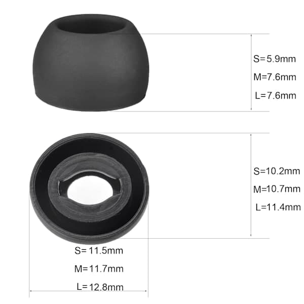 6 par udskiftningsørepropper til TWS Samsung Galaxy Buds Pro Sort Sort Black