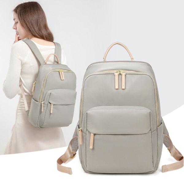 Vattentät Ryggsäck för Laptop, Anti-Stöld, Affärsryggsäck med Praktiskt Framficka Apricot Gray