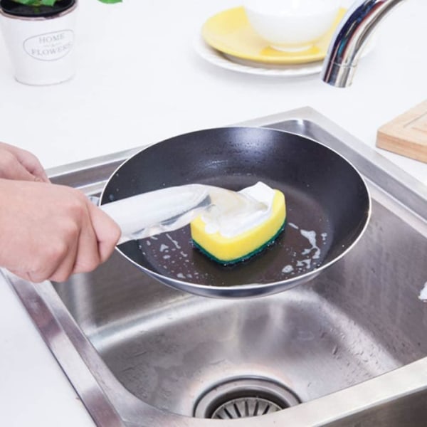 Oppvasksvamp med håndtak Skrubbe rengjøringsbørste Oppvaskbørster med håndtakssvamp