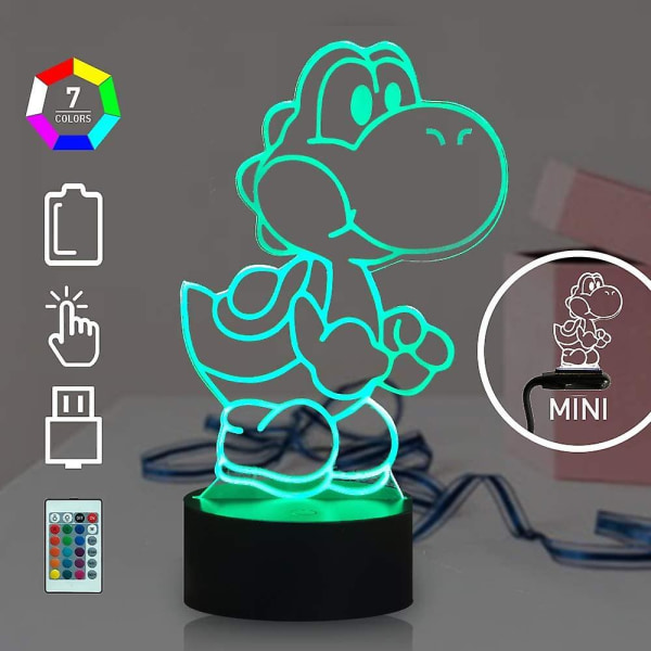Shxx Yoshi 3d Led Night Light, Game Yoshi Action Figure16 Färg 4 Flash Bordslampa Dekor, Akryl USB Power Touch Fjärrkontroll Sovrum Mood Lam