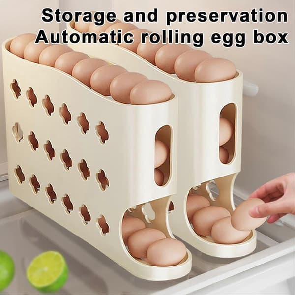 Slide Egg Oppbevaringsboks, Eggholderdispenser, Automatisk Eggoppbevaring, 4 Lag Egg Organizer Egg Oppbevaringsbeholder