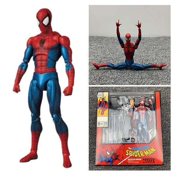 Spiderman Action Figure Toy Set，Kaikki nivelet liikkuvat，Keräilymalli Mafex nro 075