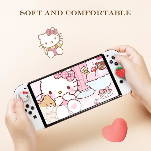 Switch Tommelfingergreb, Søde Killing Joystick Covers til Nintendo Switch/Lite/Switch OLED, 4 Stk Tommelfingergreb Beskyttere, Jordbær