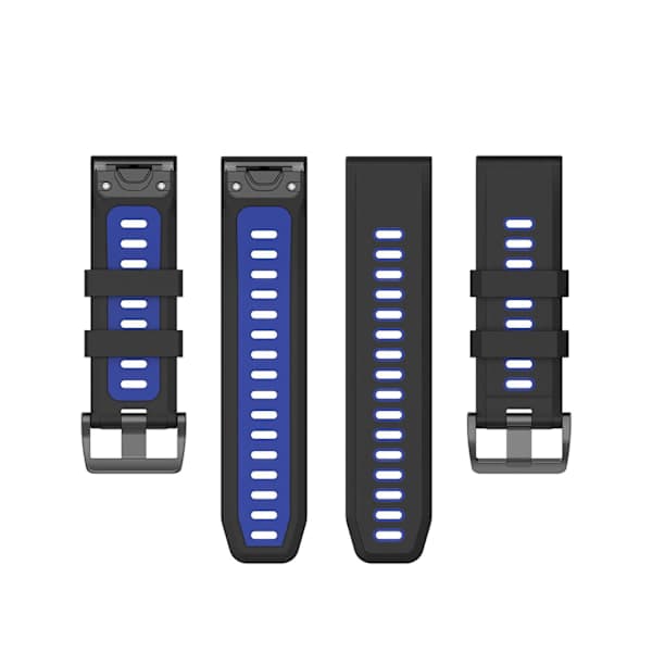 Garmin Fenix 5/6 armbånd Silikone Sort/Blå Sort/Blå