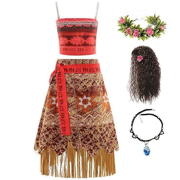 Princessan Vaiana Cosplay för Flickor Halloween Maskerad Karneval Party Kostym Full Set 100