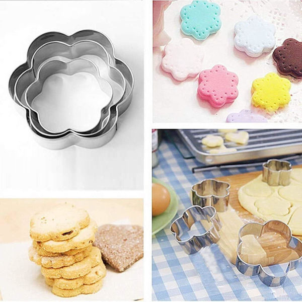 12-delt sett med kakeform i rustfritt stål - Kakeform i rustfritt stål - Kakeform for kjeks, bakverk, sandwich, kakedekorering