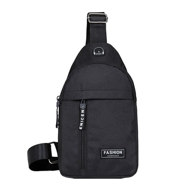 Crossbody Sling Bag til mænd - Vandtæt Oxford-stof Brysttaske til shopping, camping og gåture - Sort black
