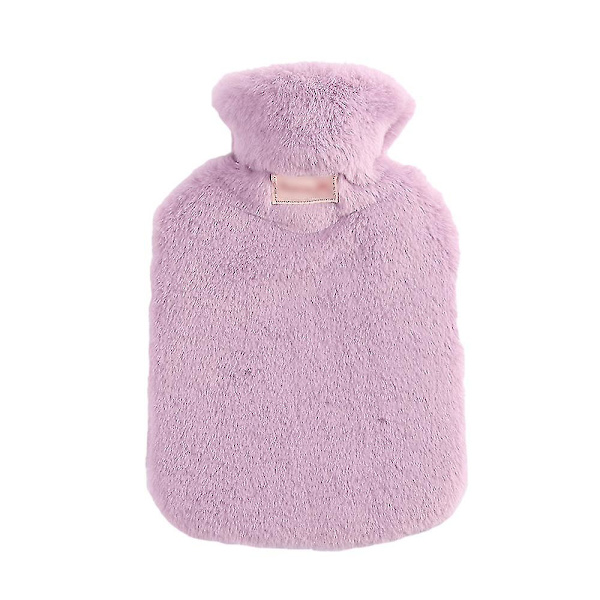 Varmvattenflaska med Mjukt Överdrag - Klassisk Varmvattenflaska för Smärtlindring, Nacke och Axlar, Fotvärmare, Mensvärk, Varm- och Kalla Terapi - Grå Purple