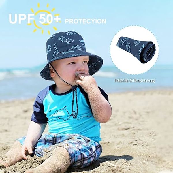 Barne Solhatt, UV-beskyttelse Strandlue Barn Bucket Hat Sommerhatt for Småbarn Gutter Jenter