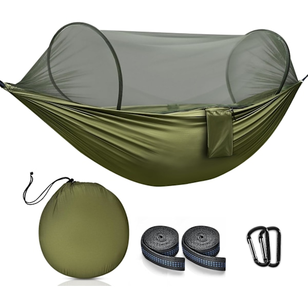 Camping Hammock with Mosquito Net, Portable Double Hammock with Straps, 2 Person Hammock for Travel Outdoor Hiking Picnic