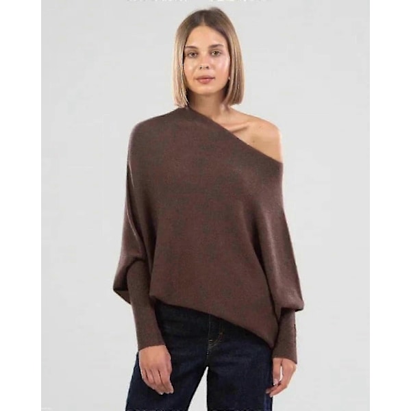 Asymmetrisk Draperet Jumper, En Jumper Så Ultra Blød Som Skyerne Dame Langærmet Slouch Batwing Ensfarvet Blød Strikket Jumper Purple