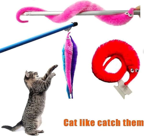 64 Stykker Fuzzy Orm Leker, String Orm Kjæledyr Fuzzy Ormer På String Bulk Trick Leketøy Festfavoritter for Barn Katt (8 Farger)