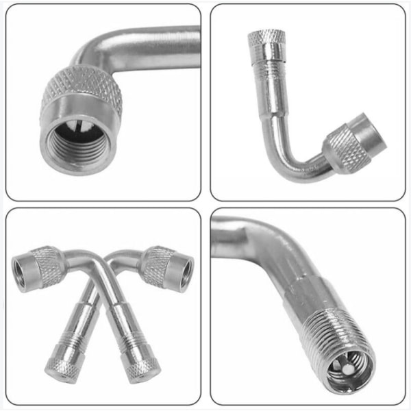 2-pack Universal Motorcykel Scooter Ventil Förlängningsadapter Mässing Vinklad Silver 135 grader 135 degrees