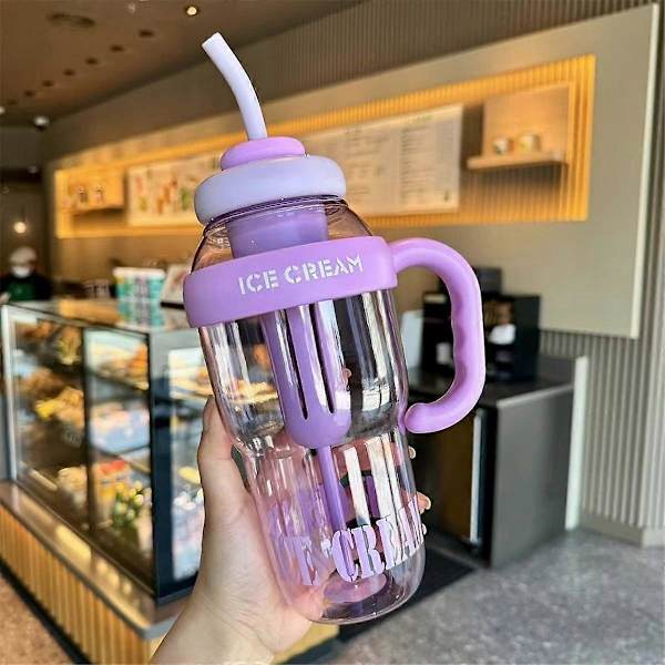 Ny 1300ml Portabel Vattenflaska med Sugrör Sportvattenflaska Utomhus Rese Kaffekopp Löpning Cykling Ca