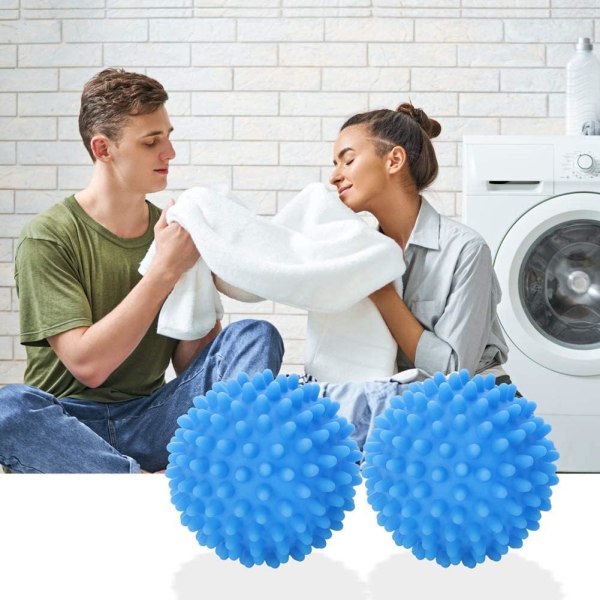 3 st blå tvättbollar för torktumlare, smältfria nya mjukare material torktumlarboll - Kläder kommer ut mjuka fluffiga färre rynkor