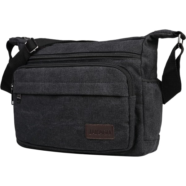 Vattentät budväska axelväska 13 tum multi canvas crossbody väska för män casual lätt utomhus fiskeväska camping Black