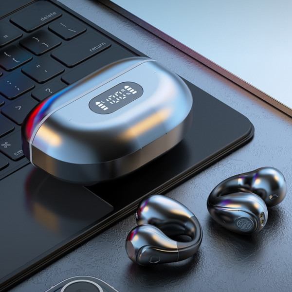 Langattomat korvaklipsikuulokkeet Kuulokkeet 5.3 Bluetooth Vedenpitävä Avoin korva Juoksuun Pyöräilyyn Ajoon Black