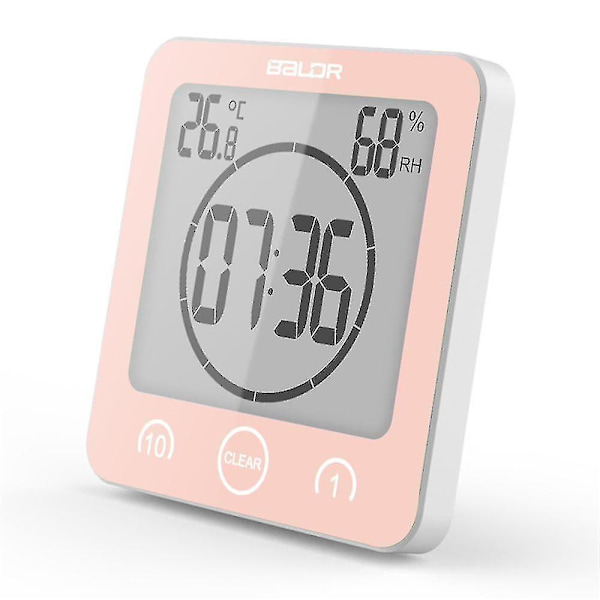 Badeværelsesur, Brusetimer Alarm Digitale Ure, vandtæt pink